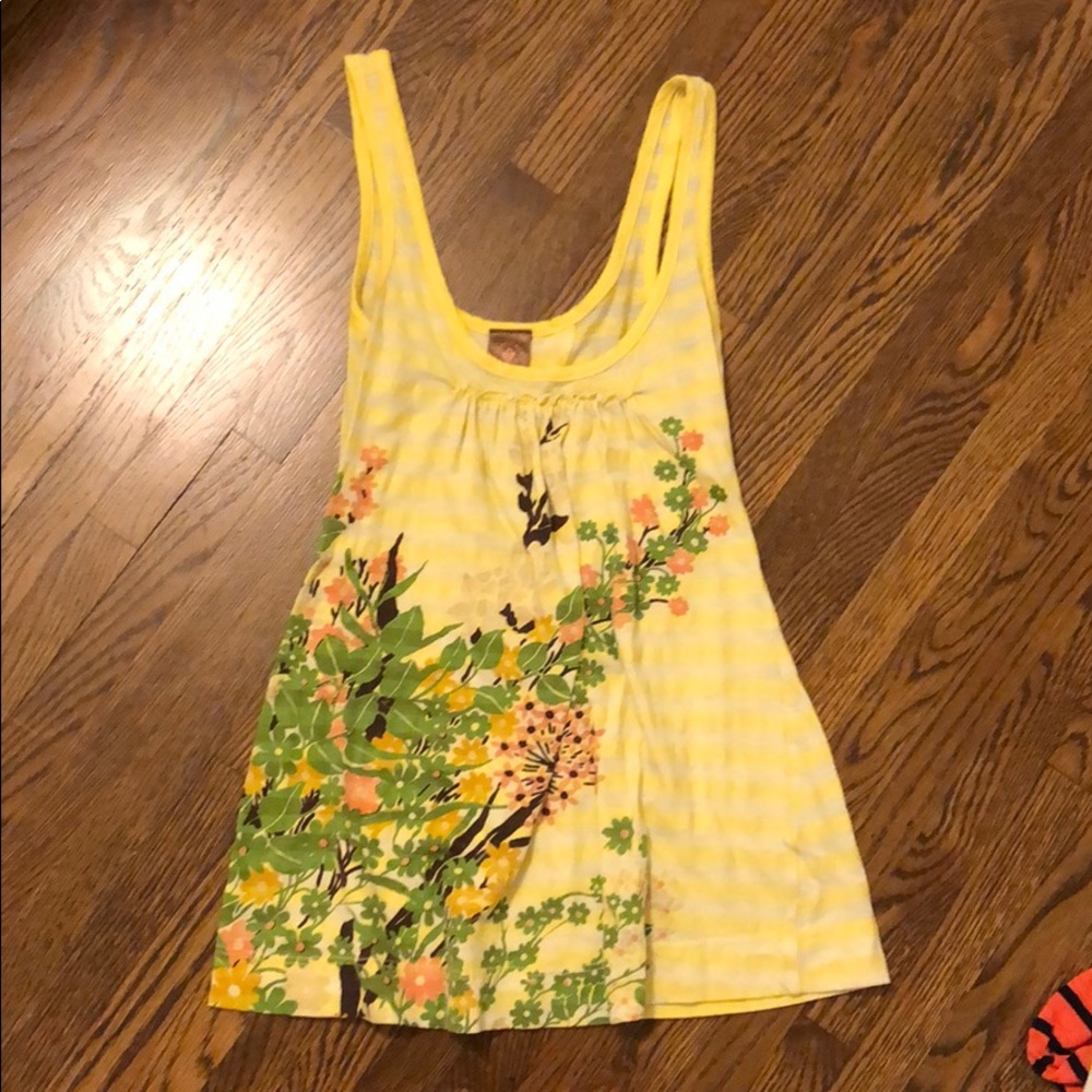 Yellow Stripe Floral Tank